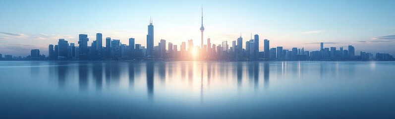 Fototapeta premium Large city skyline with a lot of tall buildings