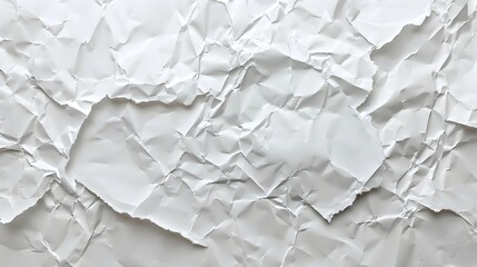 Crumpled White Paper Texture Background with Abstract Wrinkled and Rough Surface