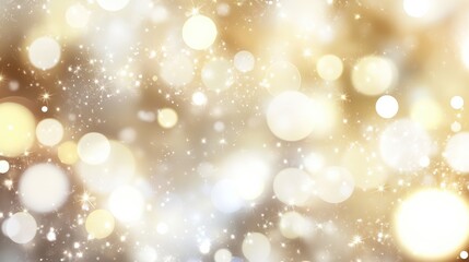 A sparkling bokeh background with soft, glowing light orbs in various shades of gold and white, creating a magical and festive feel for holiday designs