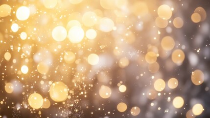 A sparkling bokeh background with soft, glowing light orbs in various shades of gold and white, creating a magical and festive feel for holiday designs