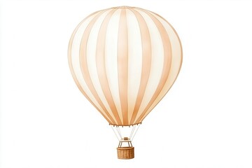 Vintage hot air balloon, white isolated background.