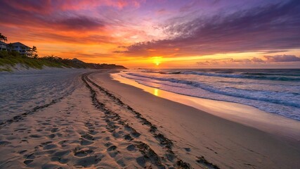 Romantic Stroll on Oceanfront Beach at Sunset
