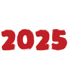 Chinese 2025 Red Wax Texture Contour New Year Numeric.