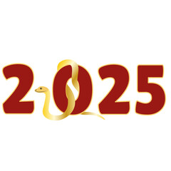 Chinese 2025 Red New Year Numeric. Zodiac Gradient Asia Snake