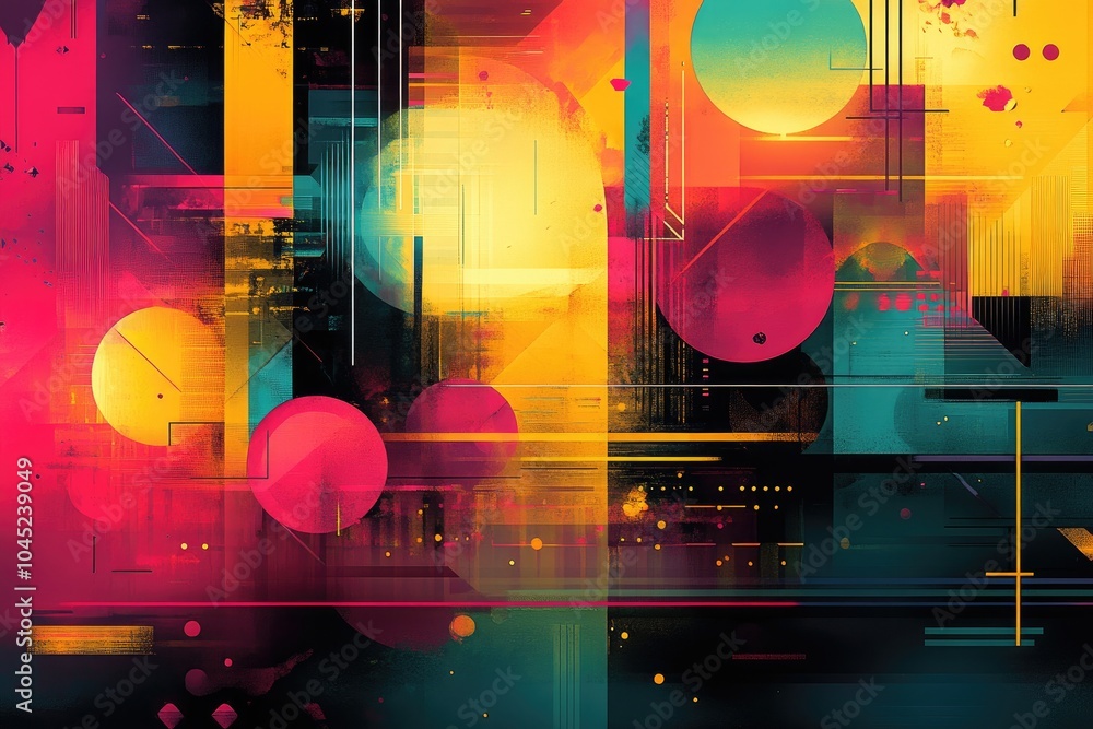Poster geometric shapes are forming a colorful and modern background design