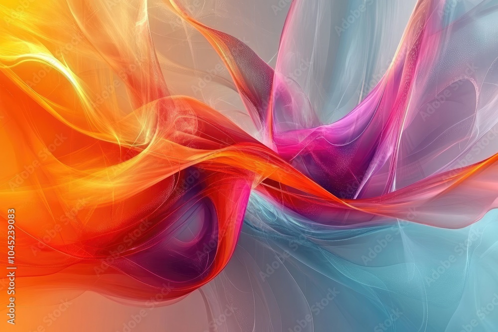 Poster Abstract background with wavy lines flowing in warm and cold colors