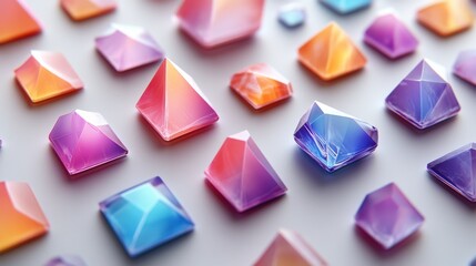 Colorful geometric crystals in warm hues, showcasing a modern and artistic design.