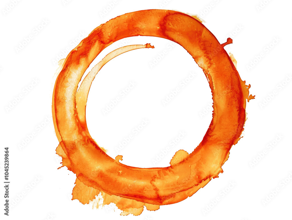 Wall mural orange watercolor stain in ring shape isolated on white or transparent png