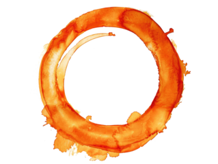 orange watercolor stain in ring shape isolated on white or transparent png
