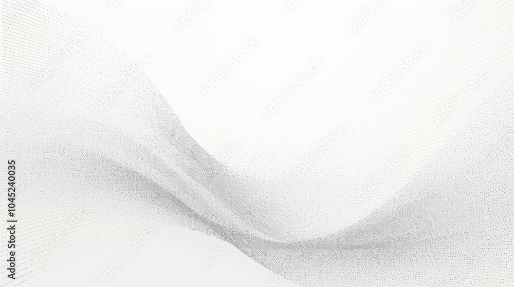 Poster a soft, flowing wave pattern in white tones, creating a serene and minimalist atmosphere.