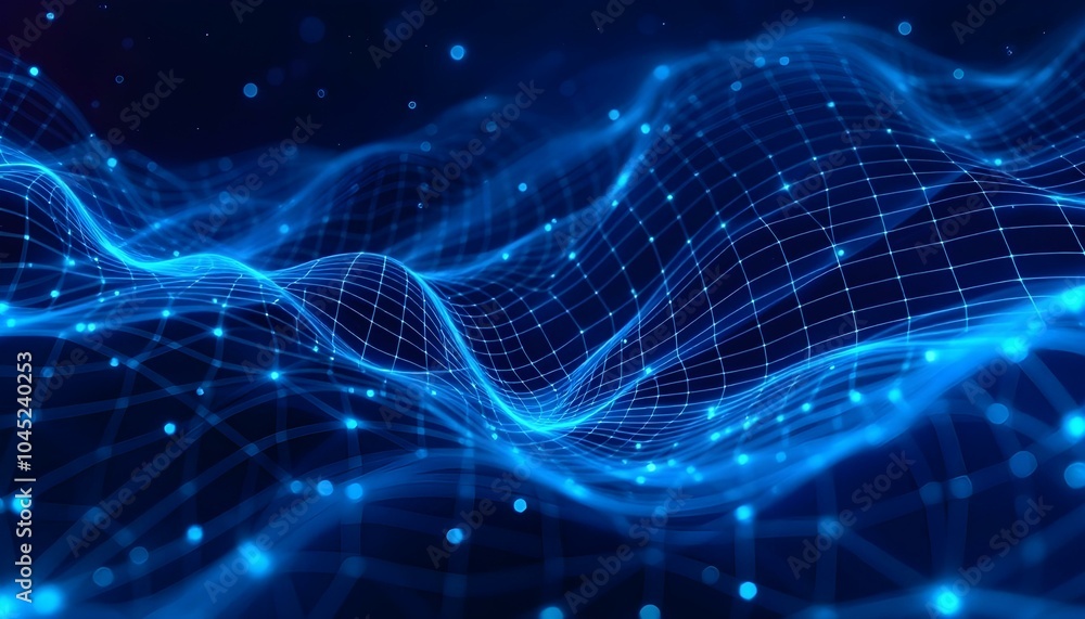 Poster perspective distorted white grid. digital background with wireframe wave. distorted neon grid patter