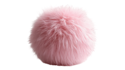 Fluffy pink pom-pom designed for crafting displayed against a transparent background perfect for DIY projects.