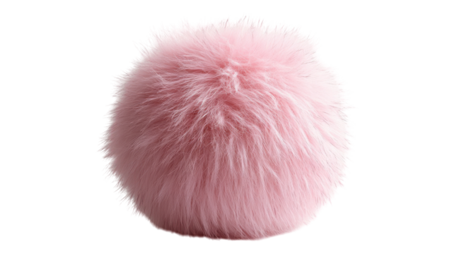 Fluffy pink pom-pom designed for crafting displayed against a transparent background perfect for DIY projects.