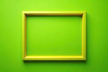 Forced perspective modern yellow frame on green background