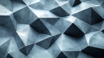 Fototapeta premium Textured geometric surface with intricate triangular patterns in shades of blue and gray, creating a modern aesthetic.