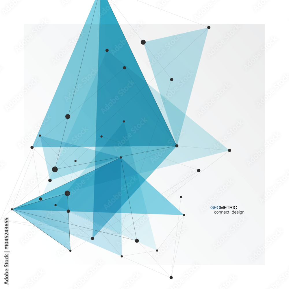 Poster abstract triangles connect design. geometric texture background. scientific vector technology