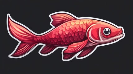 A vibrant red koi fish illustration with detailed scales and a playful expression, swimming gracefully.
