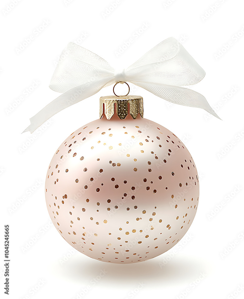 Wall mural a beautiful white glass ornament featuring light pink and gold polka dots, topped with delicate whit