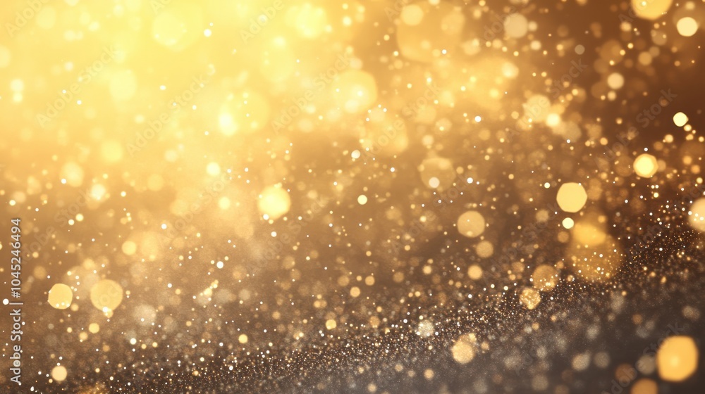 Poster a gold dust and sparkles background with particles softly floating in the air, creating a magical an