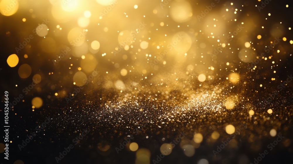Aufkleber a gold dust and sparkles background with particles softly floating in the air, creating a magical an