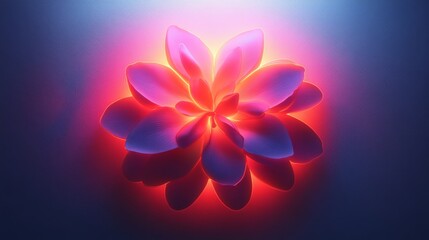 Fototapeta premium A vibrant, abstract flower design with glowing petals in shades of pink and blue, creating a serene and captivating atmosphere.
