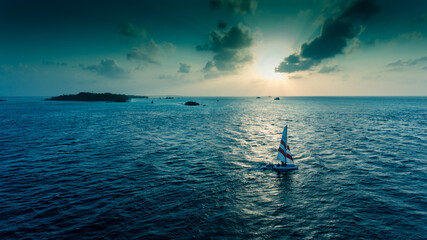 Fototapeta premium Catamaran Sailing trip Sunset