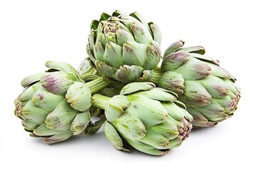 Obraz premium Fresh raw artichokes on white background