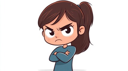 Obraz premium Unhappy girl cartoon illustration