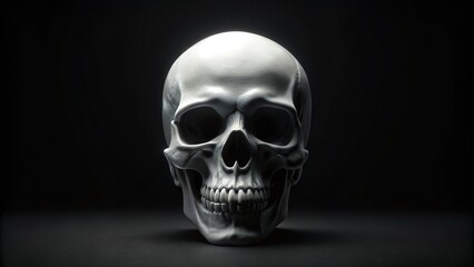 Obraz premium Forced perspective skull emblem in white star on black background