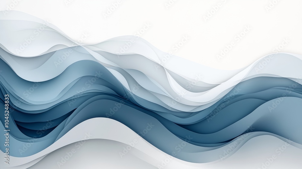 Poster abstract waves of blue and white create a serene and tranquil atmosphere in this modern background d