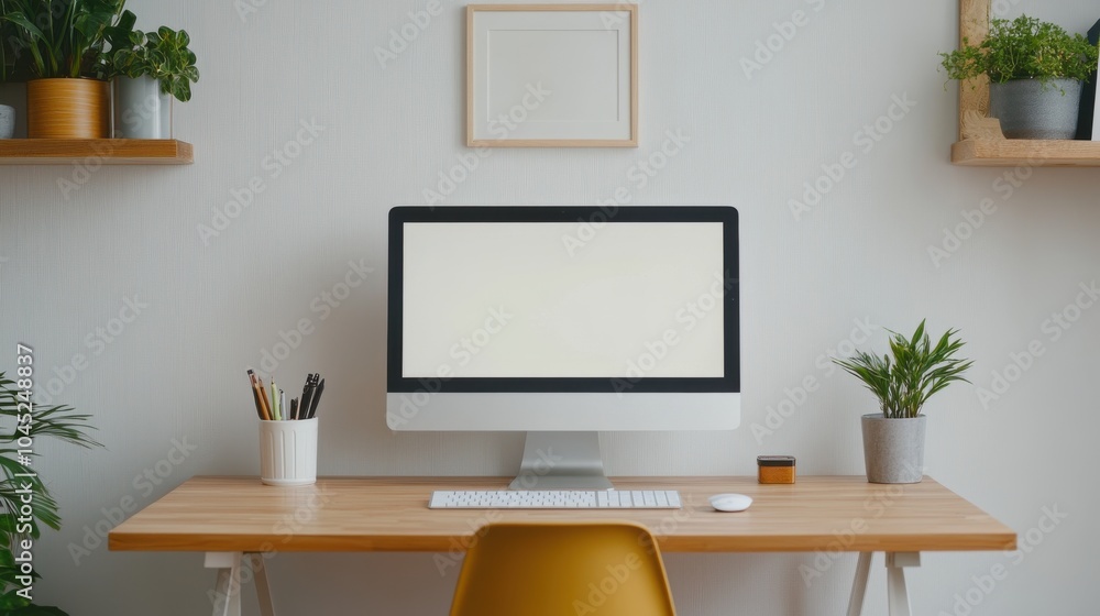 Aufkleber small functional home office setup with computer