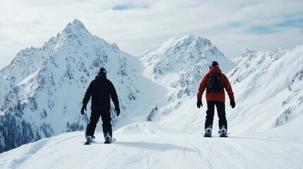 Snowboarders Enjoying Tricks in Terrain Park