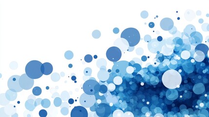 Abstract blue bubbles featuring a gradient of blue shades against a white background, creating a calm and serene ambiance.