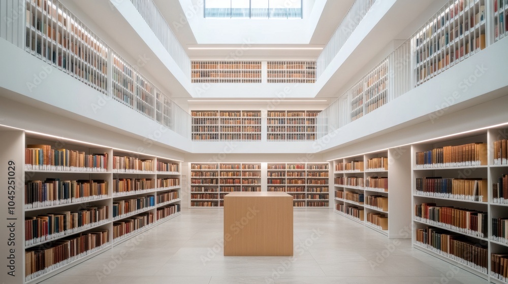 Poster modern spacious library with sleek architecture