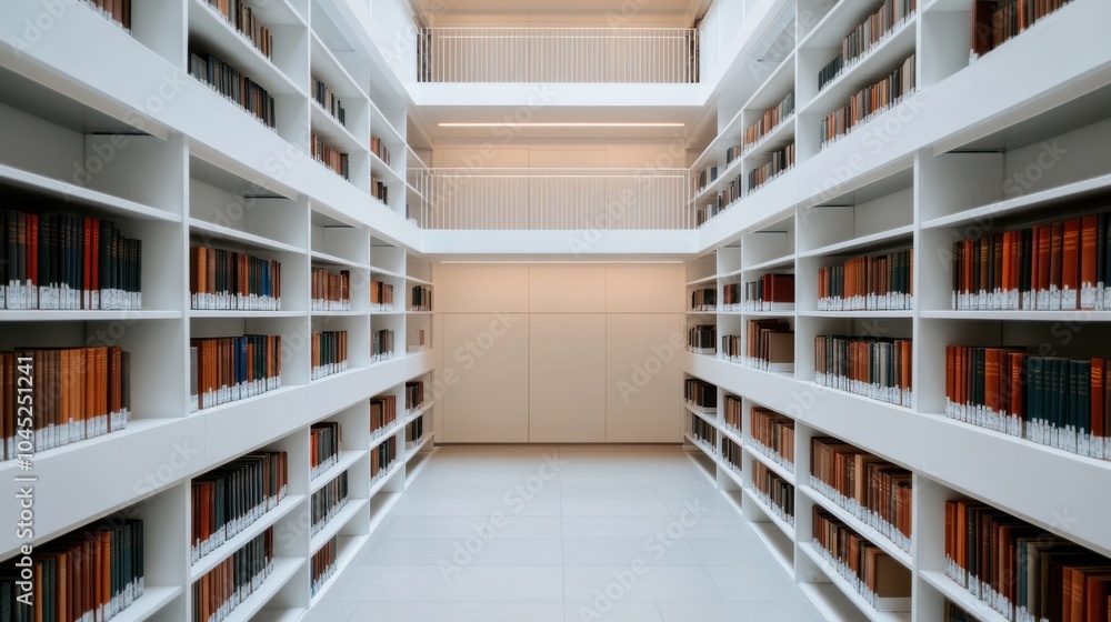 Poster modern spacious library with clean architecture design
