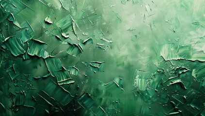 Abstract green painting with brush strokes. Hand painted oil paint texture on...