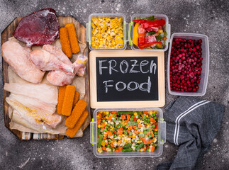 Set of various frozen products