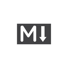 Markdown icon Symbol mark in filled style
