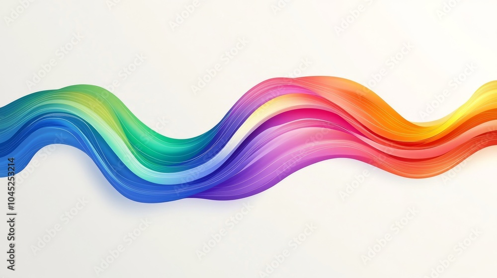 Poster colorful abstract wave pattern in vibrant rainbow hues, creating a dynamic visual flow.