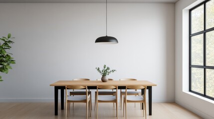 Modern Stylish Dining Room with Wooden Table