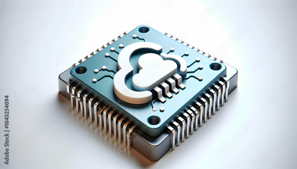 Poster 3d close up cloud icon microchip macro image hardware integration cloud technology development compe