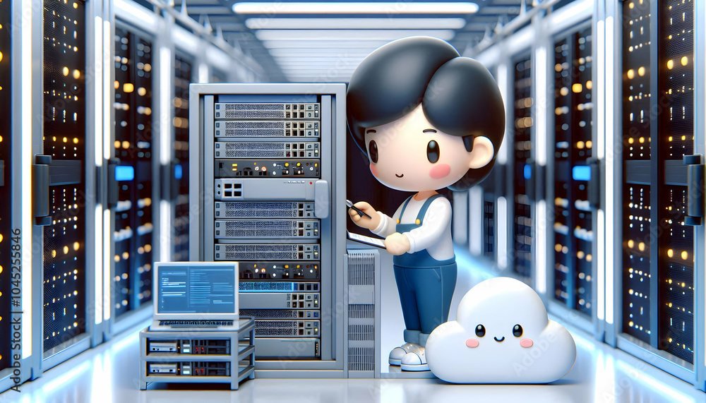 Aufkleber 3d cloud engineer server racks concept environmental portrait data center candid ambient lighting fo