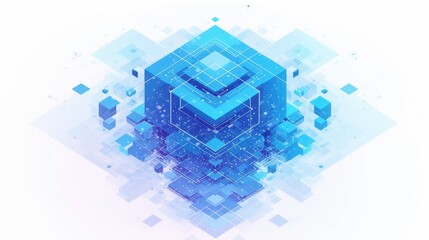 Fototapeta premium Abstract geometric art featuring layered blue cubes radiating a sense of depth and complexity.