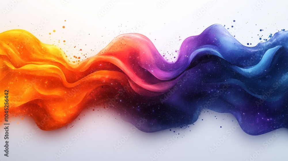 Aufkleber A vibrant abstract wave of colors blending from orange to purple, creating a dynamic and artistic flow.