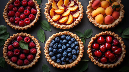 Freshly Baked Summer Fruit Pies Assortment