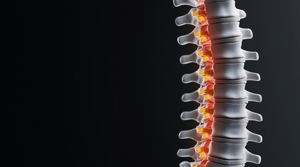 Anatomical View of Ankylosing Spondylitis Highlighting Spinal Inflammation and Chronic Pain - Understanding HLA-B27 Impact on Health