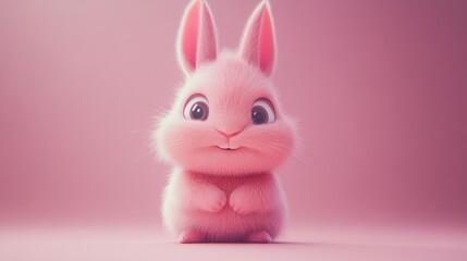 Obraz premium Pink cartoon rabbit