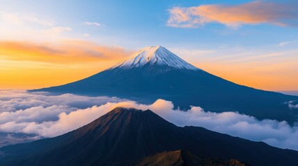 Majestic Snow-Capped Mountain Peak at Sunset