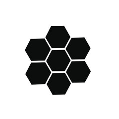 Hexagonal black shapes arranged in a geometric pattern on a white background