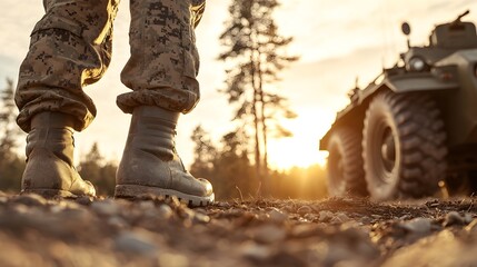 Obraz premium Historic WWII Battlefield Scene with Vintage Tanks and Uniforms - Captivating Sepia Tones Capture Wartime Legacy